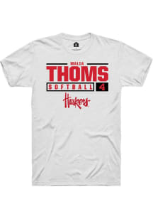 Malia Thoms  Nebraska Cornhuskers White Rally NIL Stacked Box Short Sleeve T Shirt