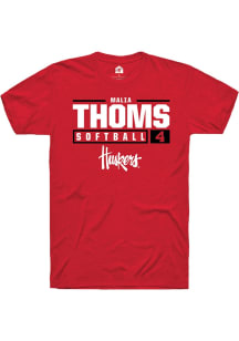 Malia Thoms  Nebraska Cornhuskers Red Rally NIL Stacked Box Short Sleeve T Shirt