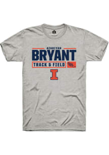 Azariyah Bryant  Illinois Fighting Illini Ash Rally NIL Stacked Box Short Sleeve T Shirt