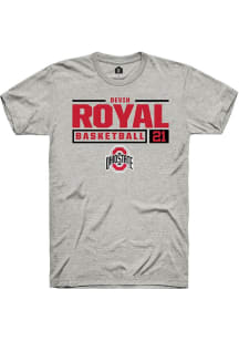 Devin Royal  Ohio State Buckeyes Ash Rally NIL Stacked Box Short Sleeve T Shirt