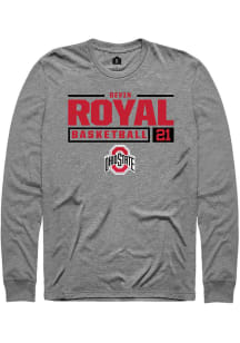 Devin Royal  Ohio State Buckeyes Graphite Rally NIL Stacked Box Long Sleeve T Shirt