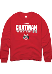 Taison Chatman  Rally Ohio State Buckeyes Mens Red NIL Stacked Box Long Sleeve Crew Sweatshirt