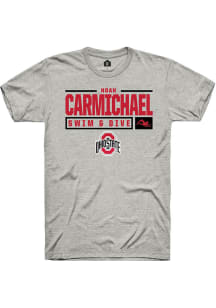 Noah Carmichael  Ohio State Buckeyes Ash Rally NIL Stacked Box Short Sleeve T Shirt