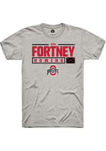Ava Fortney  Ohio State Buckeyes Ash Rally NIL Stacked Box Short Sleeve T Shirt