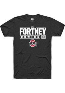 Ava Fortney  Ohio State Buckeyes Black Rally NIL Stacked Box Short Sleeve T Shirt