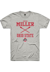 Morgan Miller  Ohio State Buckeyes Ash Rally NIL Sport Icon Short Sleeve T Shirt