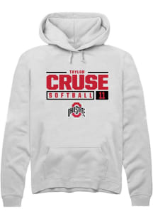 Taylor Cruse  Rally Ohio State Buckeyes Mens White NIL Stacked Box Long Sleeve Hoodie