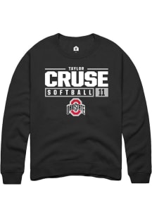 Taylor Cruse  Rally Ohio State Buckeyes Mens Black NIL Stacked Box Long Sleeve Crew Sweatshirt