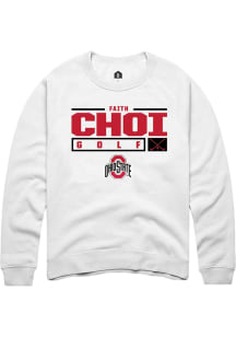 Faith Choi  Rally Ohio State Buckeyes Mens White NIL Stacked Box Long Sleeve Crew Sweatshirt