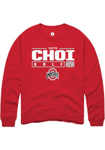 Faith Choi  Rally Ohio State Buckeyes Mens Red NIL Stacked Box Long Sleeve Crew Sweatshirt