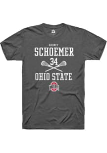 Audrey Schoemer  Ohio State Buckeyes Dark Grey Rally NIL Sport Icon Short Sleeve T Shirt