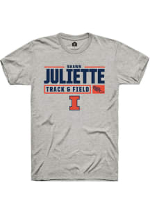 Shawn Juliette  Illinois Fighting Illini Ash Rally NIL Stacked Box Track Short Sleeve T Shirt