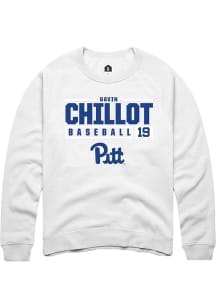 Gavin Chillot  Rally Pitt Panthers Mens White NIL Stacked Box Long Sleeve Crew Sweatshirt