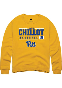 Gavin Chillot  Rally Pitt Panthers Mens Gold NIL Stacked Box Long Sleeve Crew Sweatshirt