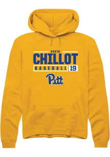 Gavin Chillot  Rally Pitt Panthers Mens Gold NIL Stacked Box Long Sleeve Hoodie