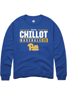 Gavin Chillot  Rally Pitt Panthers Mens Blue NIL Stacked Box Long Sleeve Crew Sweatshirt