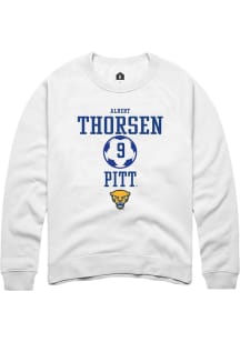 Albert Thorsen  Rally Pitt Panthers Mens White NIL Sport Icon Long Sleeve Crew Sweatshirt