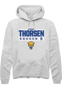 Albert Thorsen  Rally Pitt Panthers Mens White NIL Stacked Box Long Sleeve Hoodie