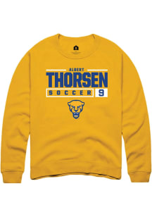 Albert Thorsen  Rally Pitt Panthers Mens Gold NIL Stacked Box Long Sleeve Crew Sweatshirt