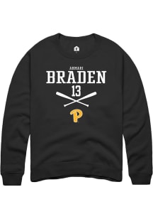 Ahmari Braden  Rally Pitt Panthers Mens Black NIL Sport Icon Long Sleeve Crew Sweatshirt
