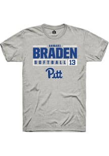 Ahmari Braden  Pitt Panthers Ash Rally NIL Stacked Box Short Sleeve T Shirt