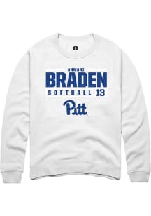 Ahmari Braden  Rally Pitt Panthers Mens White NIL Stacked Box Long Sleeve Crew Sweatshirt