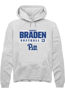 Ahmari Braden  Rally Pitt Panthers Mens White NIL Stacked Box Long Sleeve Hoodie