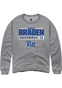 Ahmari Braden  Rally Pitt Panthers Mens Graphite NIL Stacked Box Long Sleeve Crew Sweatshirt