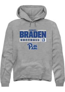 Ahmari Braden  Rally Pitt Panthers Mens Graphite NIL Stacked Box Long Sleeve Hoodie