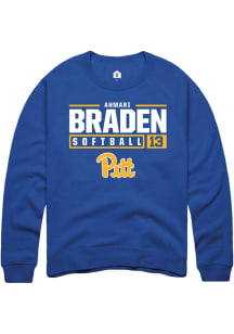 Ahmari Braden  Rally Pitt Panthers Mens Blue NIL Stacked Box Long Sleeve Crew Sweatshirt
