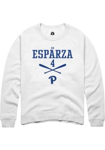Kk Esparza  Rally Pitt Panthers Mens White NIL Sport Icon Long Sleeve Crew Sweatshirt