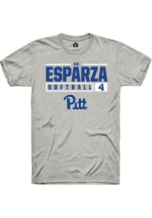 Kk Esparza  Pitt Panthers Ash Rally NIL Stacked Box Short Sleeve T Shirt