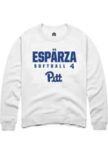 Kk Esparza  Rally Pitt Panthers Mens White NIL Stacked Box Long Sleeve Crew Sweatshirt