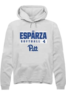 Kk Esparza  Rally Pitt Panthers Mens White NIL Stacked Box Long Sleeve Hoodie