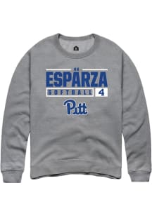 Kk Esparza  Rally Pitt Panthers Mens Graphite NIL Stacked Box Long Sleeve Crew Sweatshirt