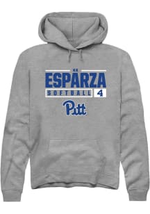 Kk Esparza  Rally Pitt Panthers Mens Graphite NIL Stacked Box Long Sleeve Hoodie