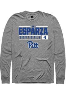 Kk Esparza  Pitt Panthers Graphite Rally NIL Stacked Box Long Sleeve T Shirt