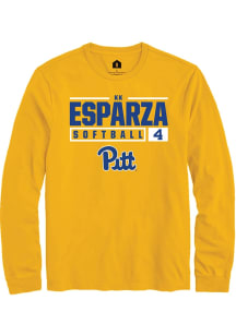 Kk Esparza  Pitt Panthers Gold Rally NIL Stacked Box Long Sleeve T Shirt