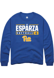 Kk Esparza  Rally Pitt Panthers Mens Blue NIL Stacked Box Long Sleeve Crew Sweatshirt