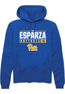 Kk Esparza  Rally Pitt Panthers Mens Blue NIL Stacked Box Long Sleeve Hoodie