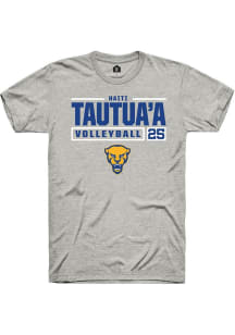 Haiti Tautua’a  Pitt Panthers Ash Rally NIL Stacked Box Short Sleeve T Shirt