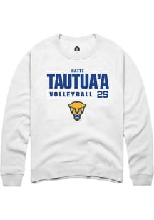 Haiti Tautua’a  Rally Pitt Panthers Mens White NIL Stacked Box Long Sleeve Crew Sweatshirt