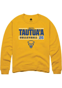 Haiti Tautua’a  Rally Pitt Panthers Mens Gold NIL Stacked Box Long Sleeve Crew Sweatshirt