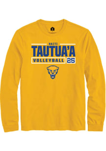 Haiti Tautua’a  Pitt Panthers Gold Rally NIL Stacked Box Long Sleeve T Shirt