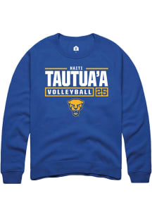 Haiti Tautua’a  Rally Pitt Panthers Mens Blue NIL Stacked Box Long Sleeve Crew Sweatshirt