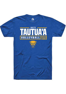 Haiti Tautua’a  Pitt Panthers Blue Rally NIL Stacked Box Short Sleeve T Shirt