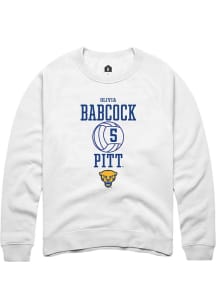 Olivia Babcock  Rally Pitt Panthers Mens White NIL Sport Icon Long Sleeve Crew Sweatshirt