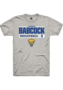 Olivia Babcock  Pitt Panthers Ash Rally NIL Stacked Box Short Sleeve T Shirt
