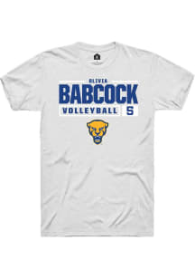 Olivia Babcock  Pitt Panthers White Rally NIL Stacked Box Short Sleeve T Shirt