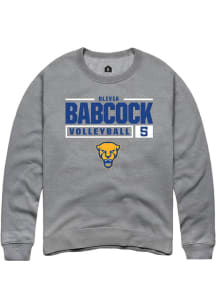 Olivia Babcock  Rally Pitt Panthers Mens Graphite NIL Stacked Box Long Sleeve Crew Sweatshirt